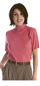Short Sleeve Ribbed Mock-Neck Sweater